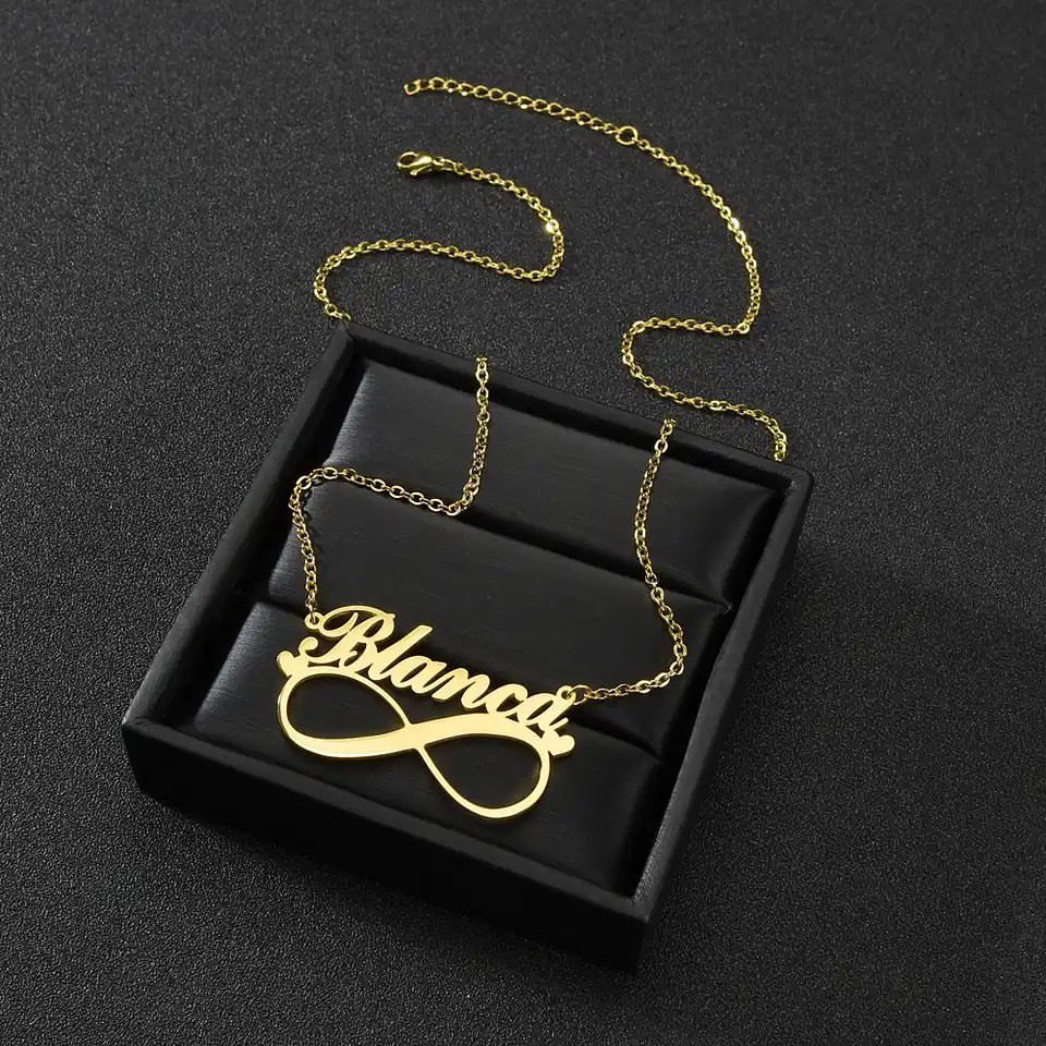 Infinity Nameplate Pendant Necklace Custom Name Necklace 