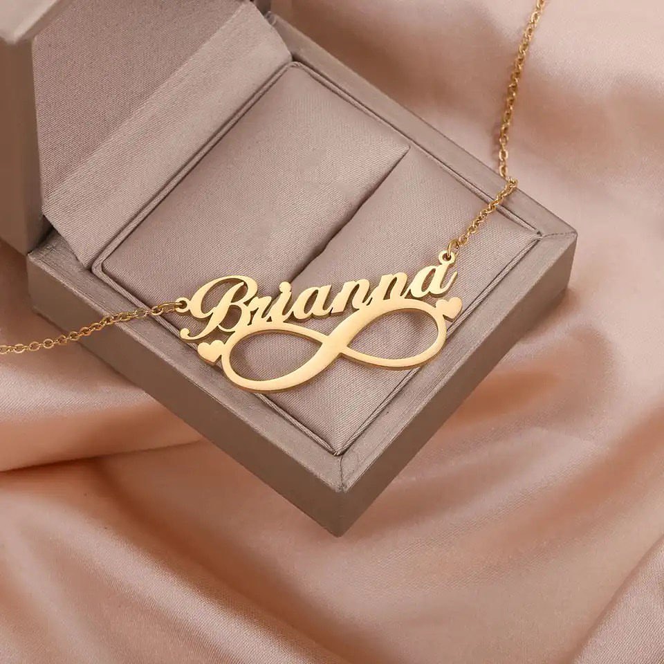 Infinity Nameplate Pendant Necklace Custom Name Necklace