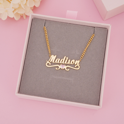 Personalized Custom Gold Plated Names Necklace with Birthstone Mother Gift