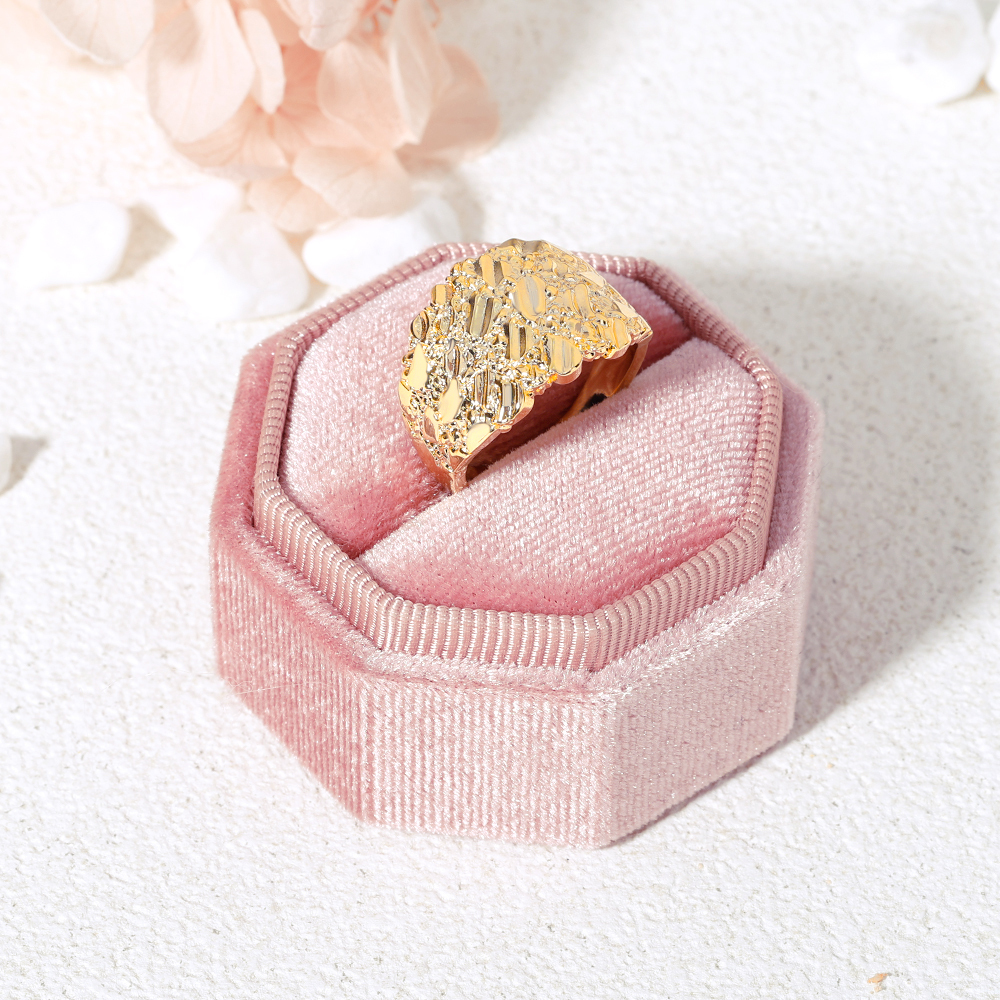 Nugget Personalized Gold Plated Vintage Engraved Band Ring