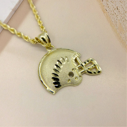 Football Helmet Charm Pendant Necklace for Boy Men