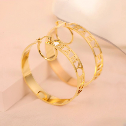 Heart Hoop Earrings Custom Name Earrings