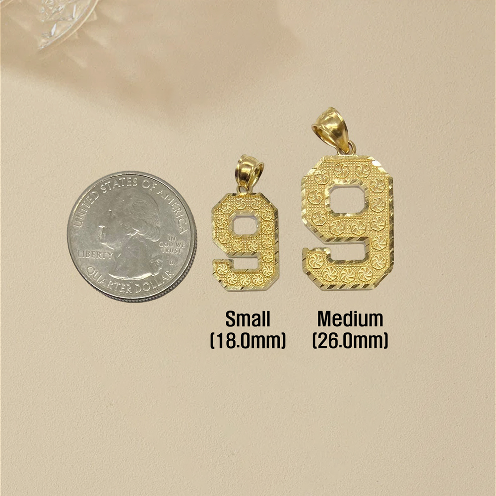 Custom Diamond Cut Number Pendant Necklace