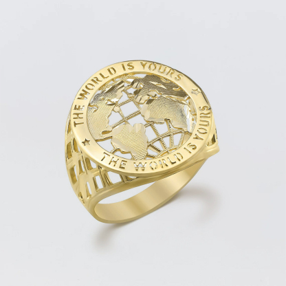 The World Is Yours Globe Ring Earth Map Ring