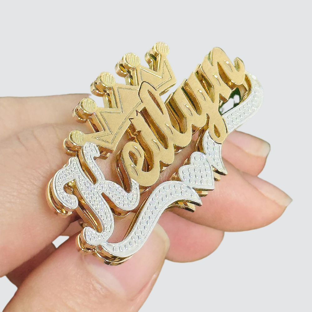 Crown Two Tone Ring Double Plated Gold Plated Name Ring