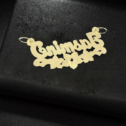 Personalized Name Necklace With Flower Design And Birthstone