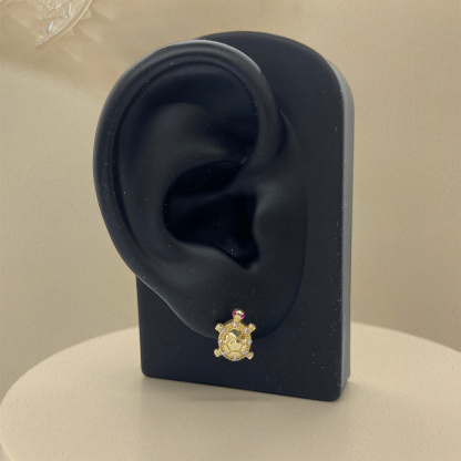 Turtle Stud Earrings Push Back Gold Plated Earrings