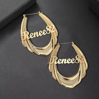 Chunky Hoop Earrings Custom Name Earrings