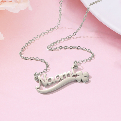 Four Leaf Clover Name Necklace