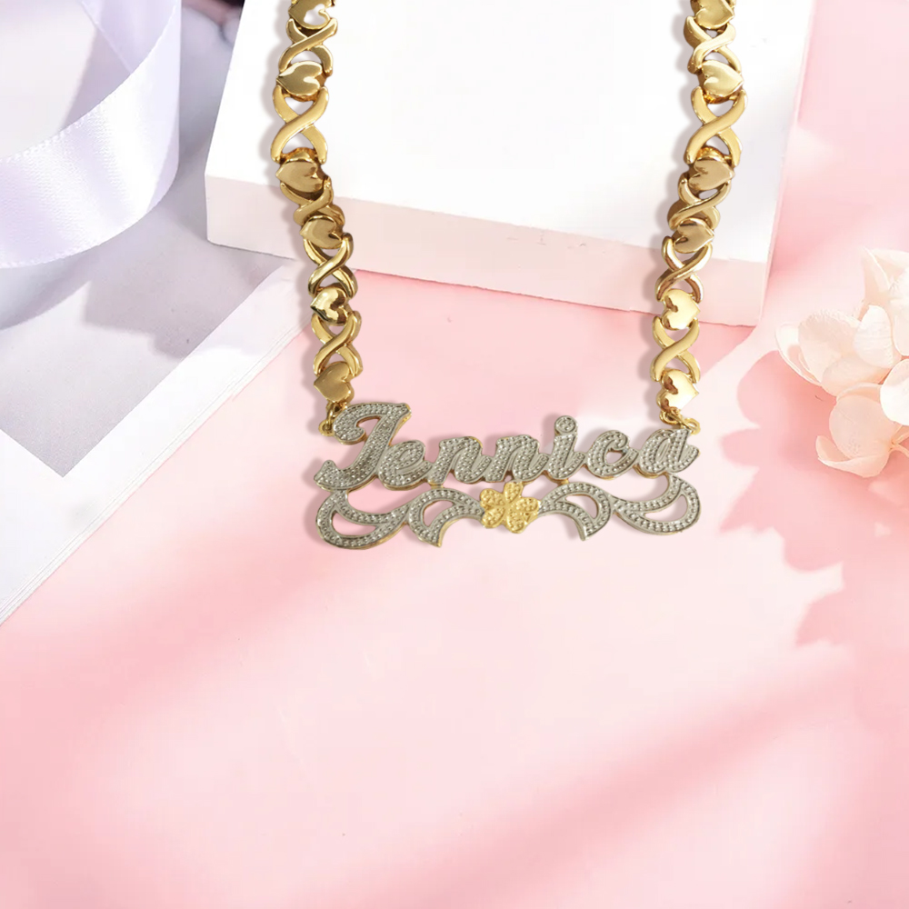 XOXO Chain Double Plated Two Tone Name Necklace