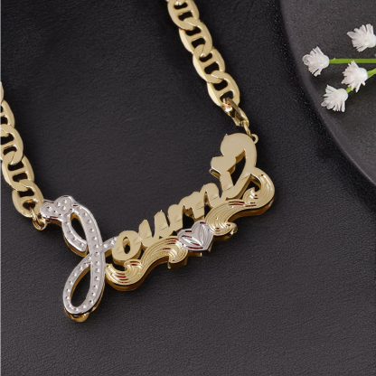 Personalized Double Plated Two Tone Name Necklaces