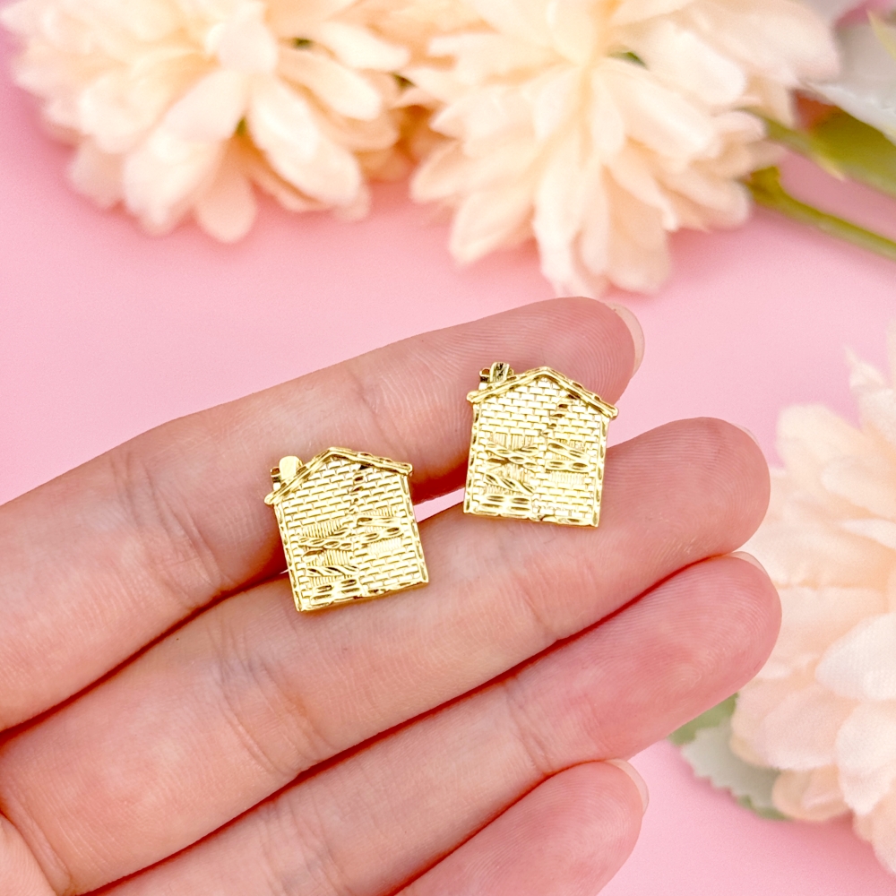Trap House Stud Earrings Gold Plated Earrings