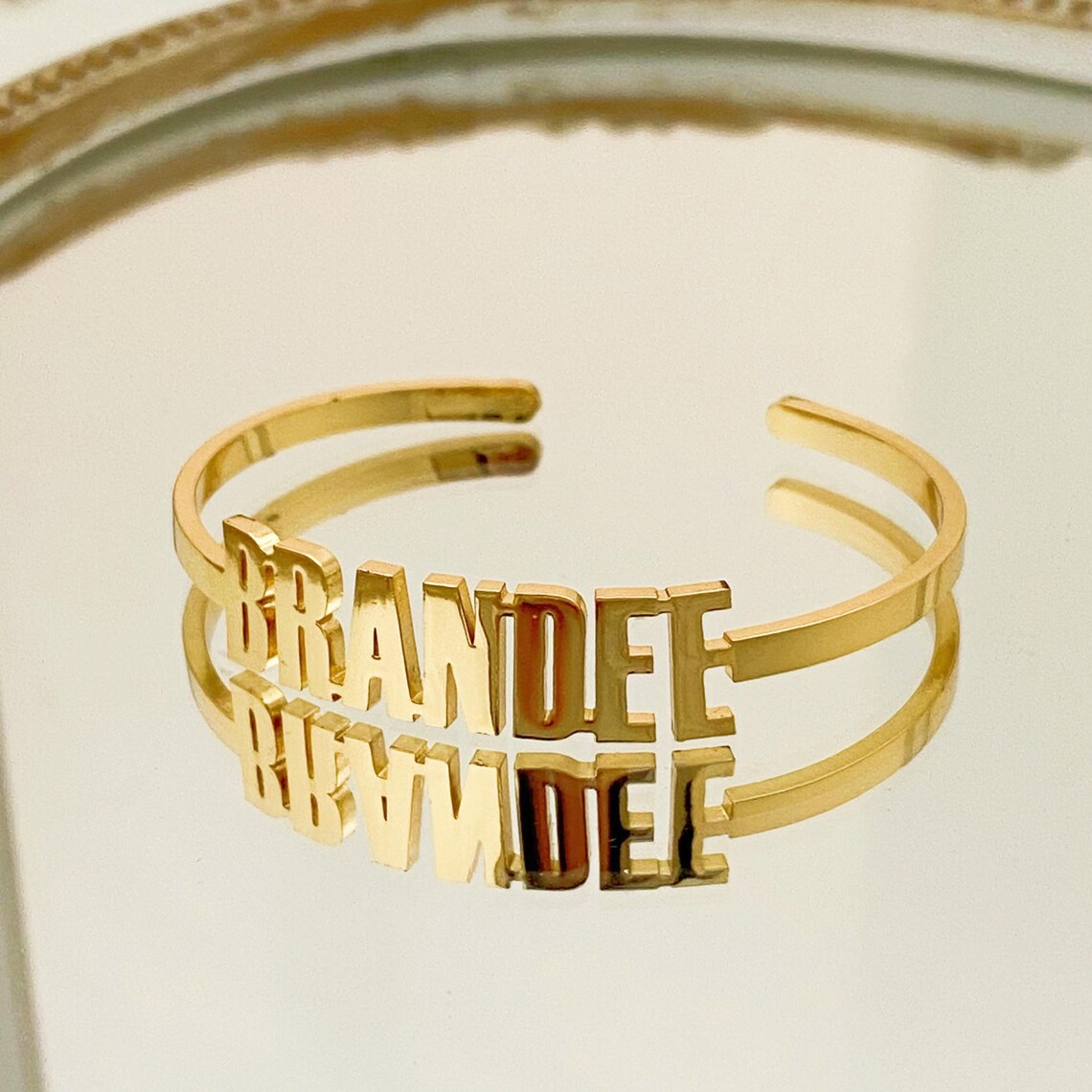 Gold Plated Custom Name Bangle Initials Bracelet