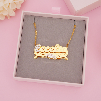 Double Layer Two Tone Candy Nameplate Personalized Custom Name Necklace 