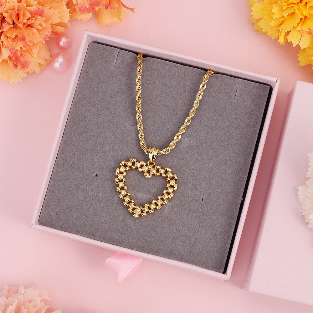 Rolex Style Heart Love Charm Necklace Rollie Gold Plated