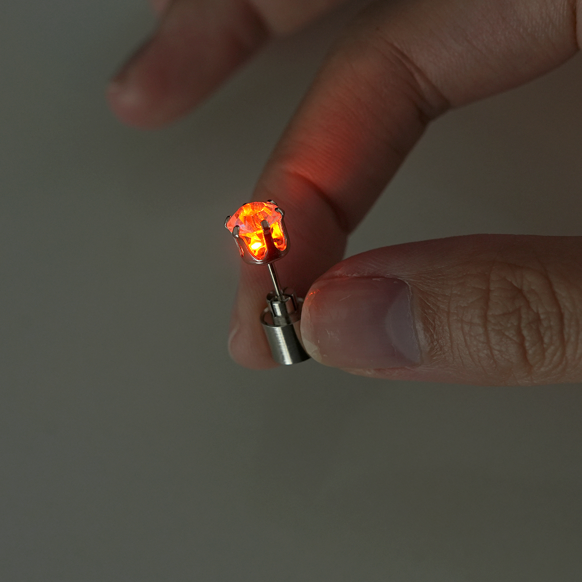 LED Blinking Clear Round CZ Stud Earrings Luminous Earrings 