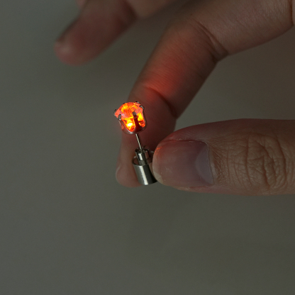 LED Blinking Clear Round CZ Stud Earrings Luminous Earrings 