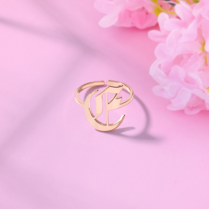 Initial A-Z Initial Letter Rings Personalized Old English Initial Ring
