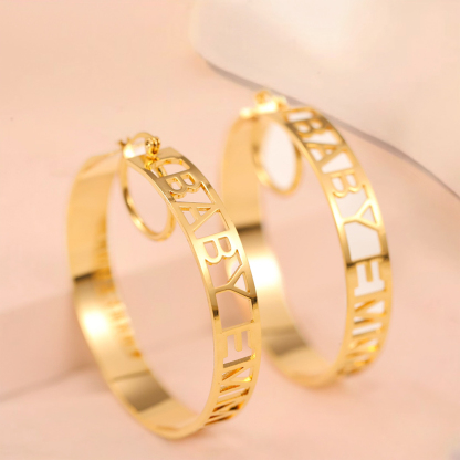 Heart Hoop Earrings Custom Name Earrings