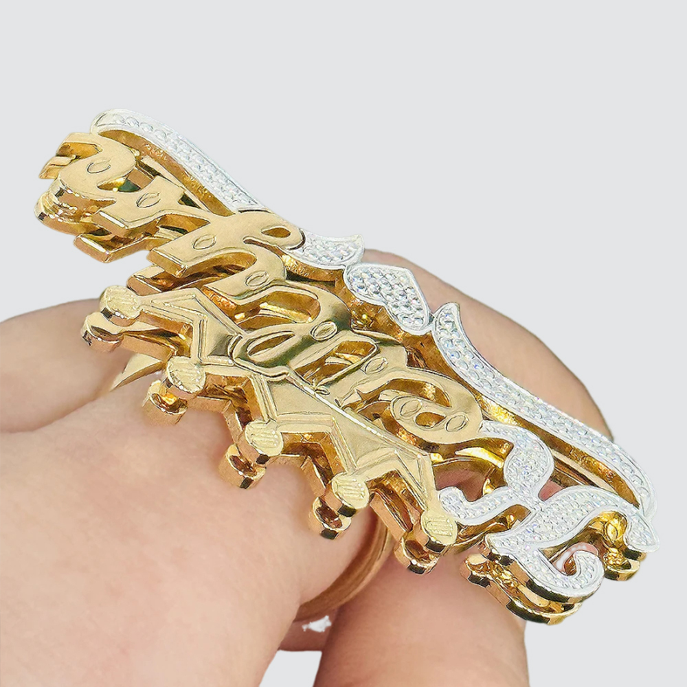 Crown Two Tone Ring Double Plated Gold Plated Name Ring