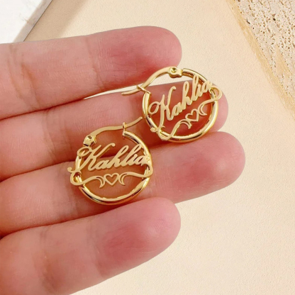 Letter Heart Hoop Name Earring 60mm 30mm