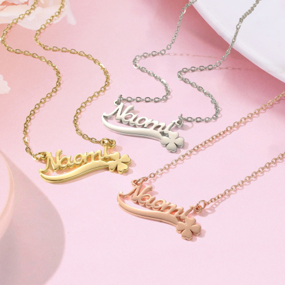 Four Leaf Clover Name Necklace