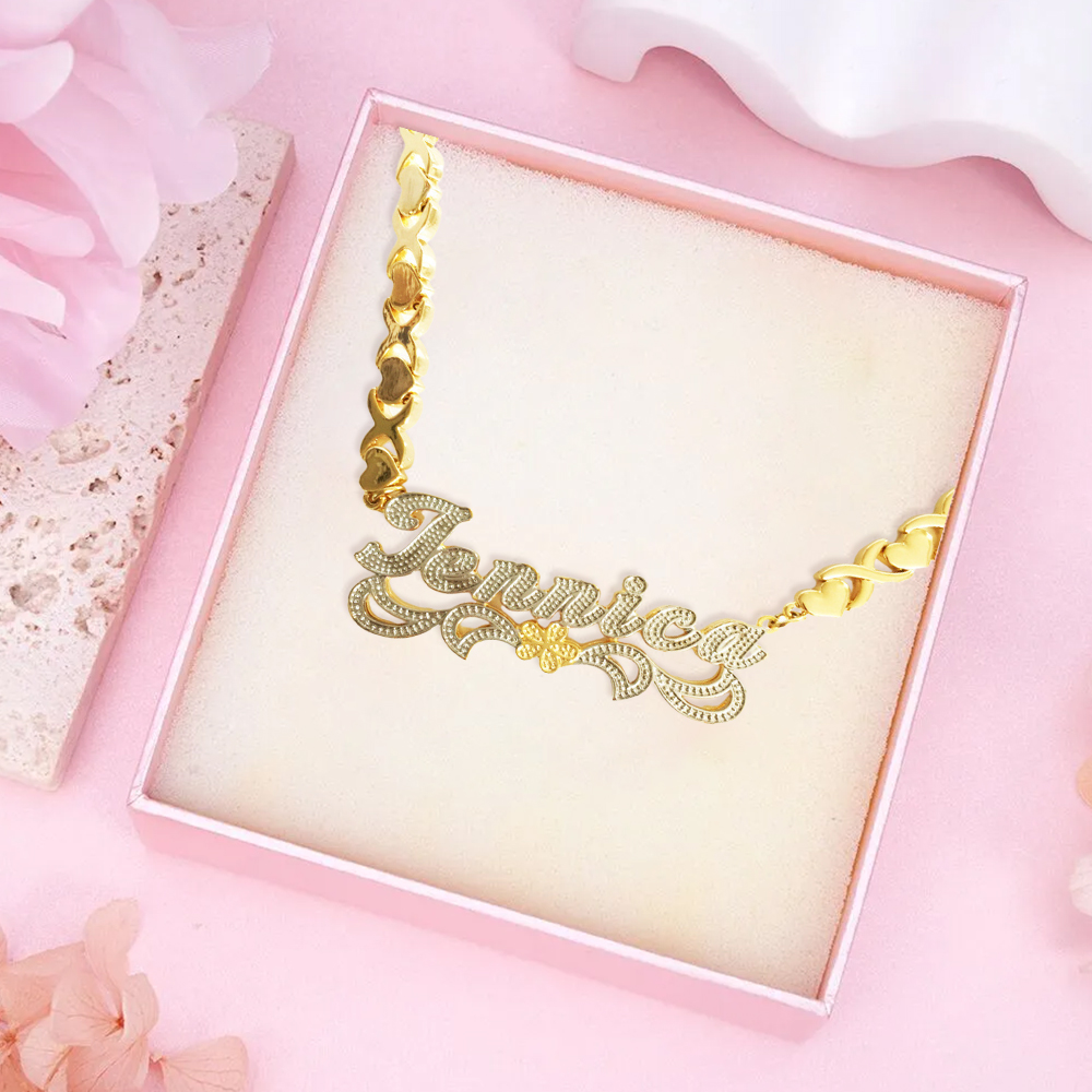 XOXO Chain Double Plated Two Tone Name Necklace