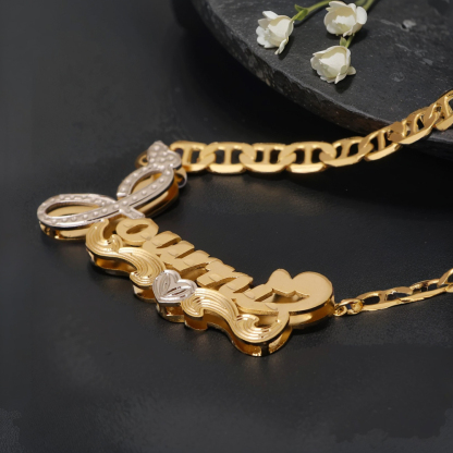 Personalized Double Plated Two Tone Name Necklaces