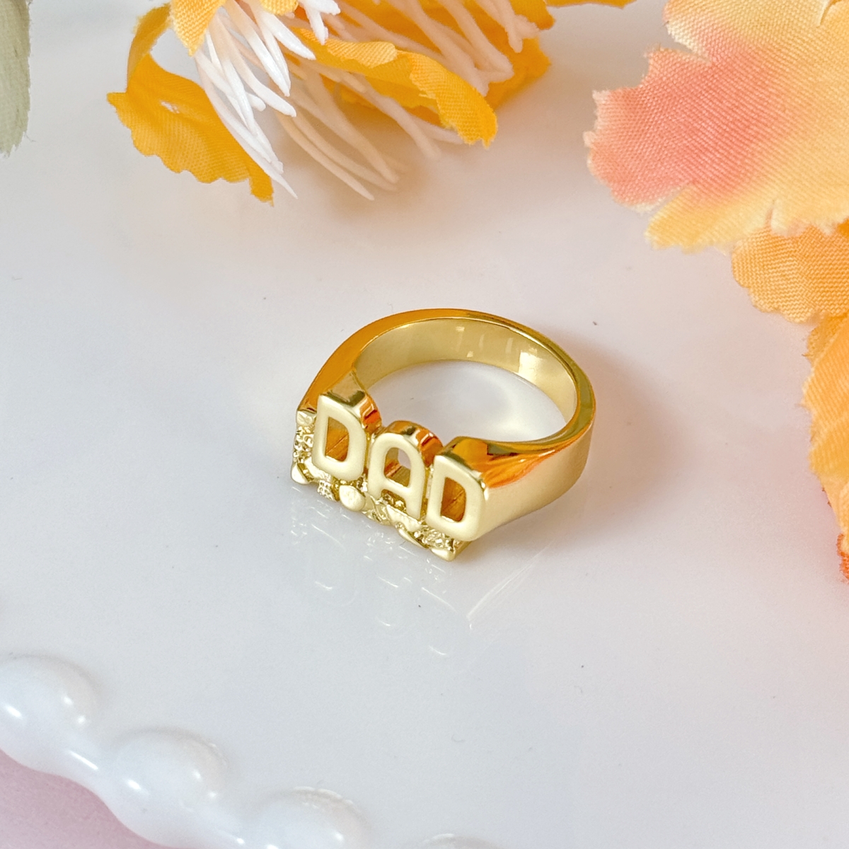 Dad Ring Gold Plated Nugget Ring