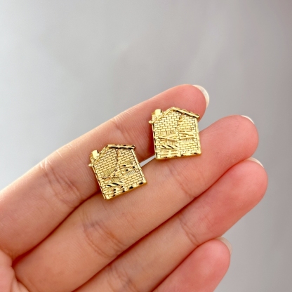 Trap House Stud Earrings Gold Plated Earrings