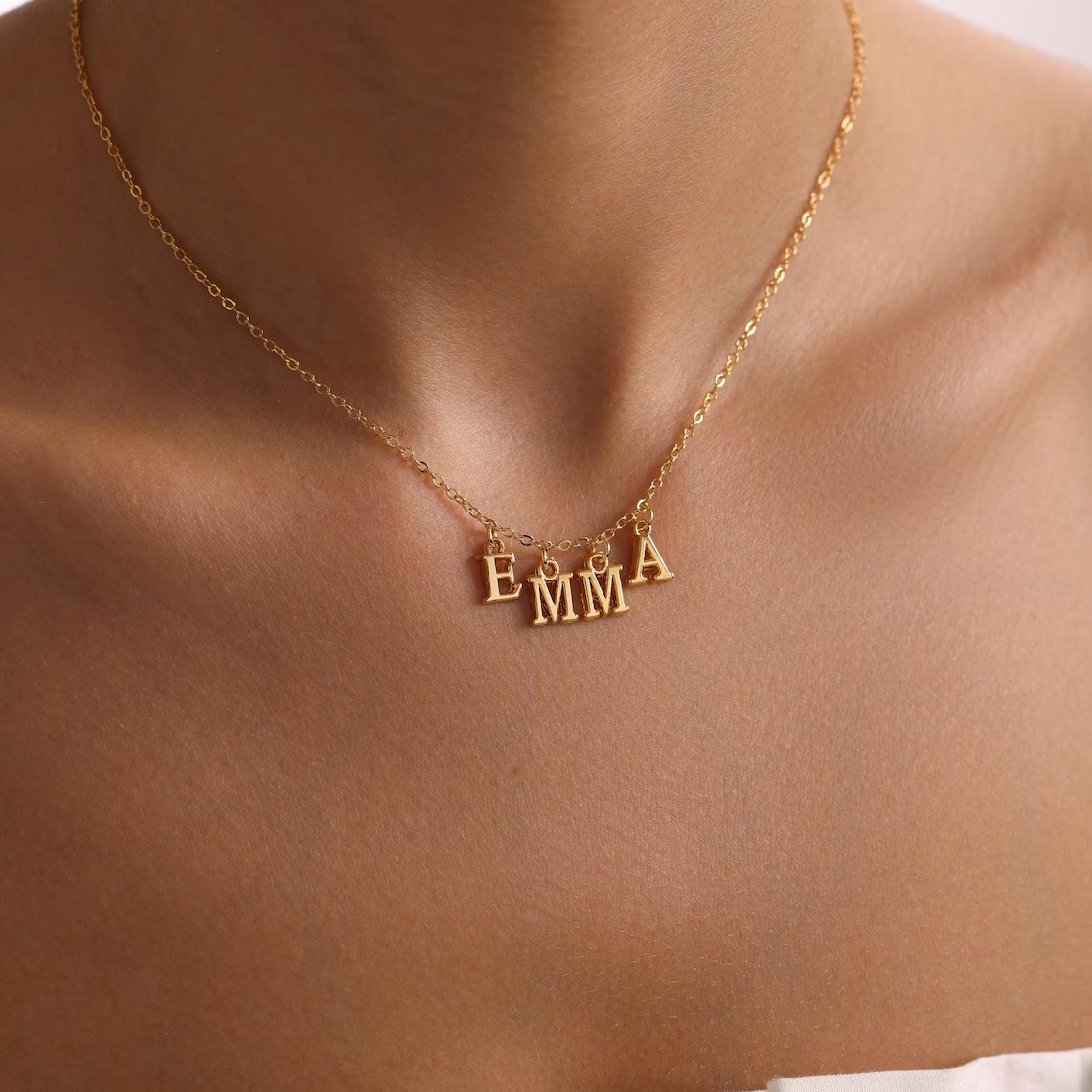 Custom Personalized Minimalist Initial Letters Pendant Name Necklace