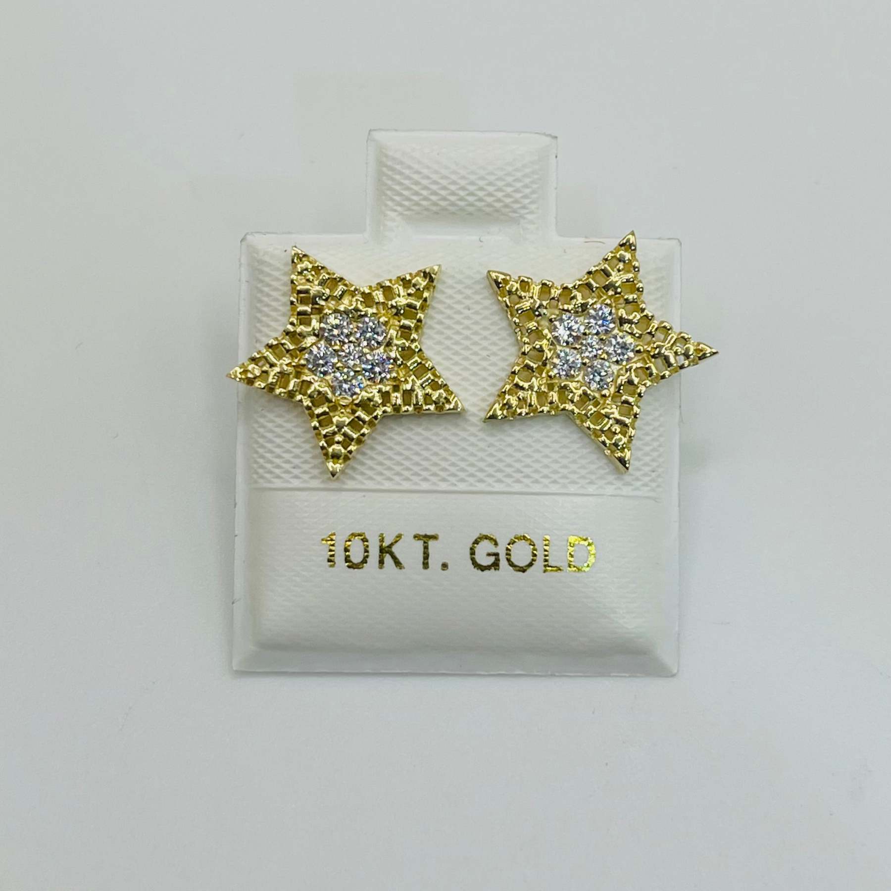 Gold Plated CZ Star with RX Border Earrings