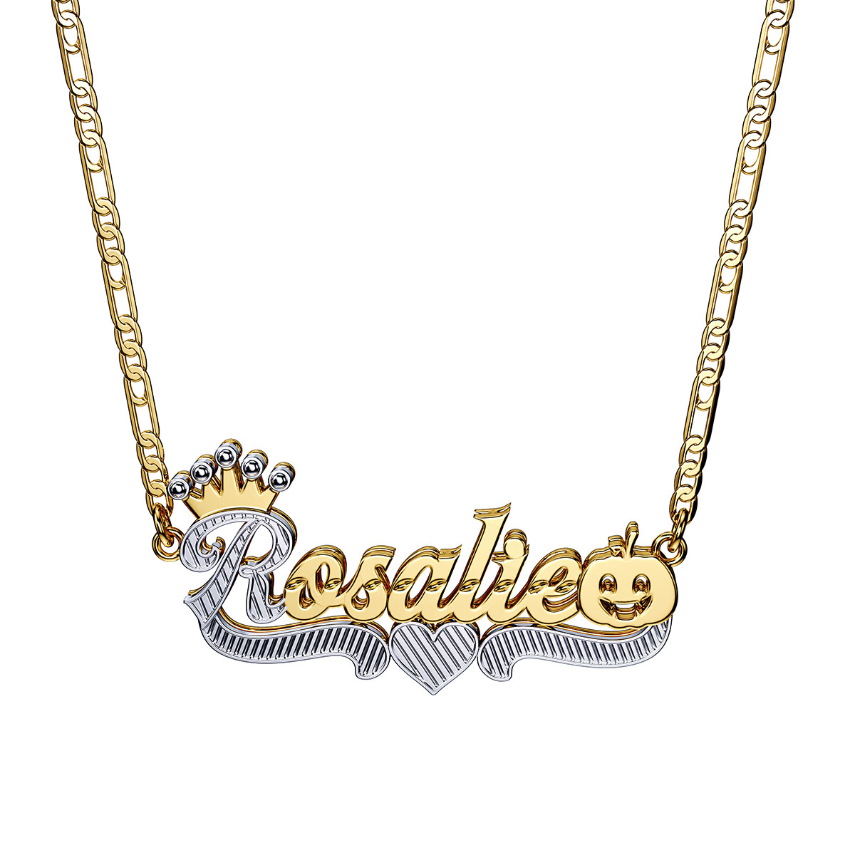 PumpkinNameplate Cuban Chain Personalized Name Necklace Halloween GIift