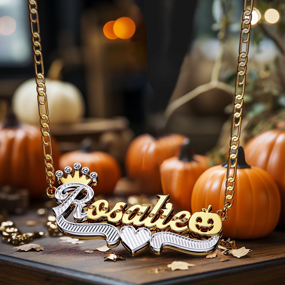 Personalized Cursive Name Necklace with Hollow Heart Underline