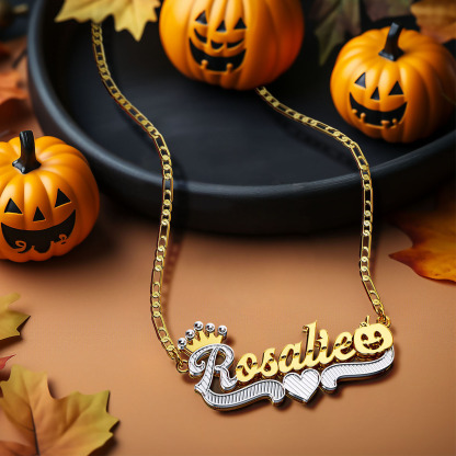 PumpkinNameplate Cuban Chain Personalized Name Necklace Halloween GIift
