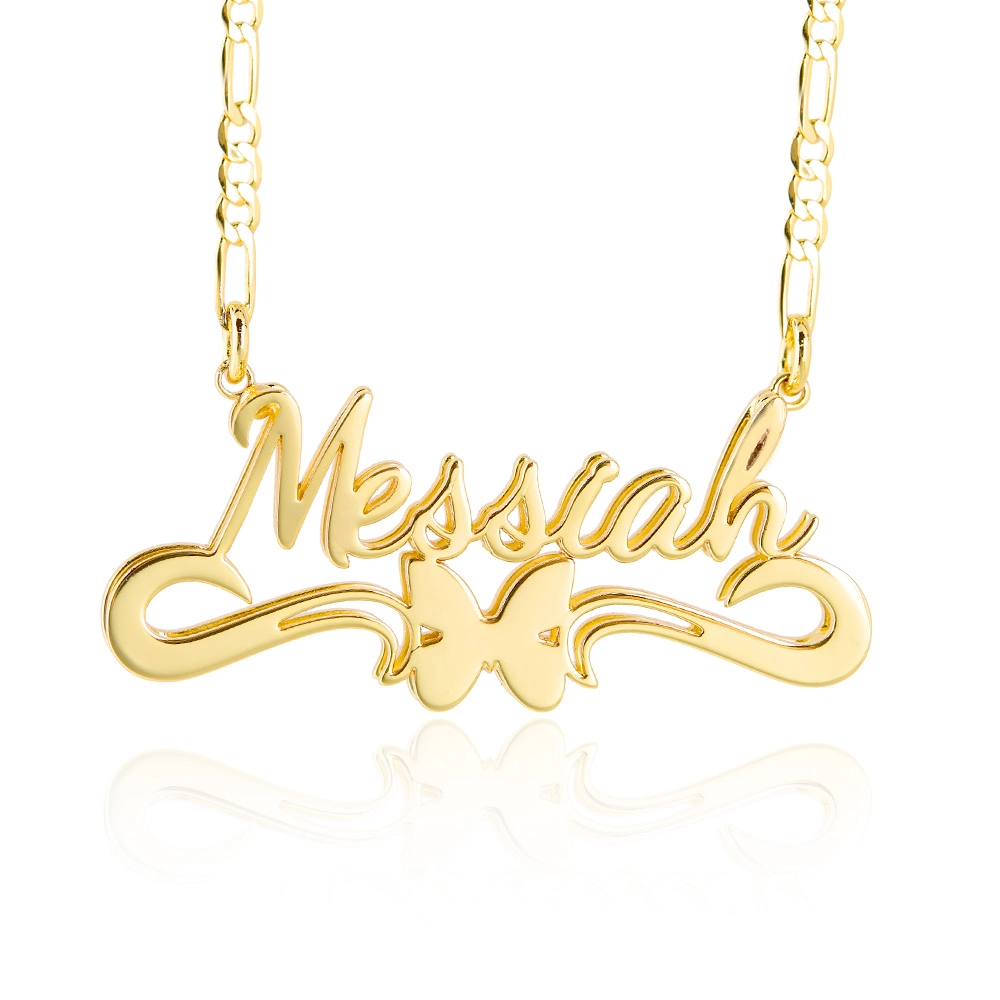 [Copy]Heart Birthstone Name Necklace and Teddy Bear Necklace Set