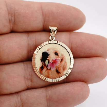 Diamond Cut Bezel Custom Memory Photo Pendant Necklace