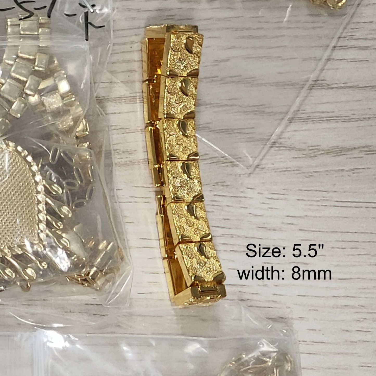 Nugget Textured Rectangle Edge Link Bracelet Gold Plated Bracelet