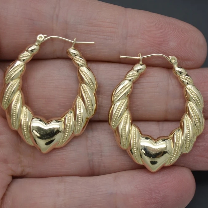 Gold Plated Shrimp Heart Hoop Earrings