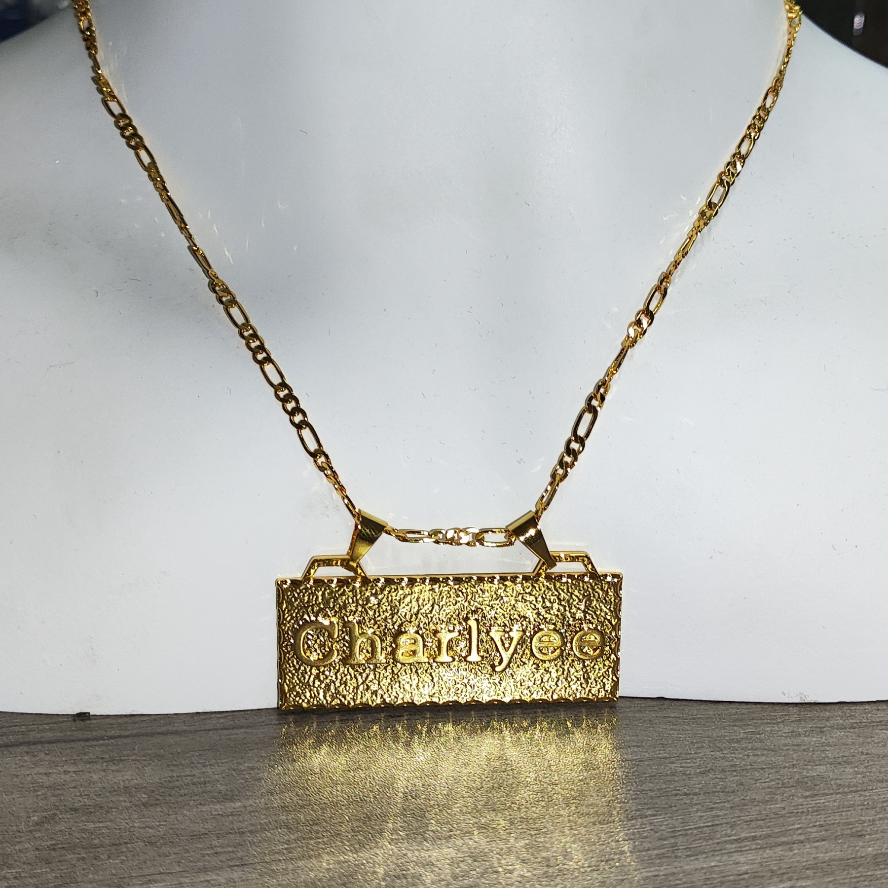Custom Large Bar Name Necklace Gold Plated Personalized Name Necklace 