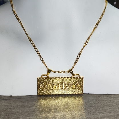 Custom Large Bar Name Necklace Gold Plated Personalized Name Necklace 