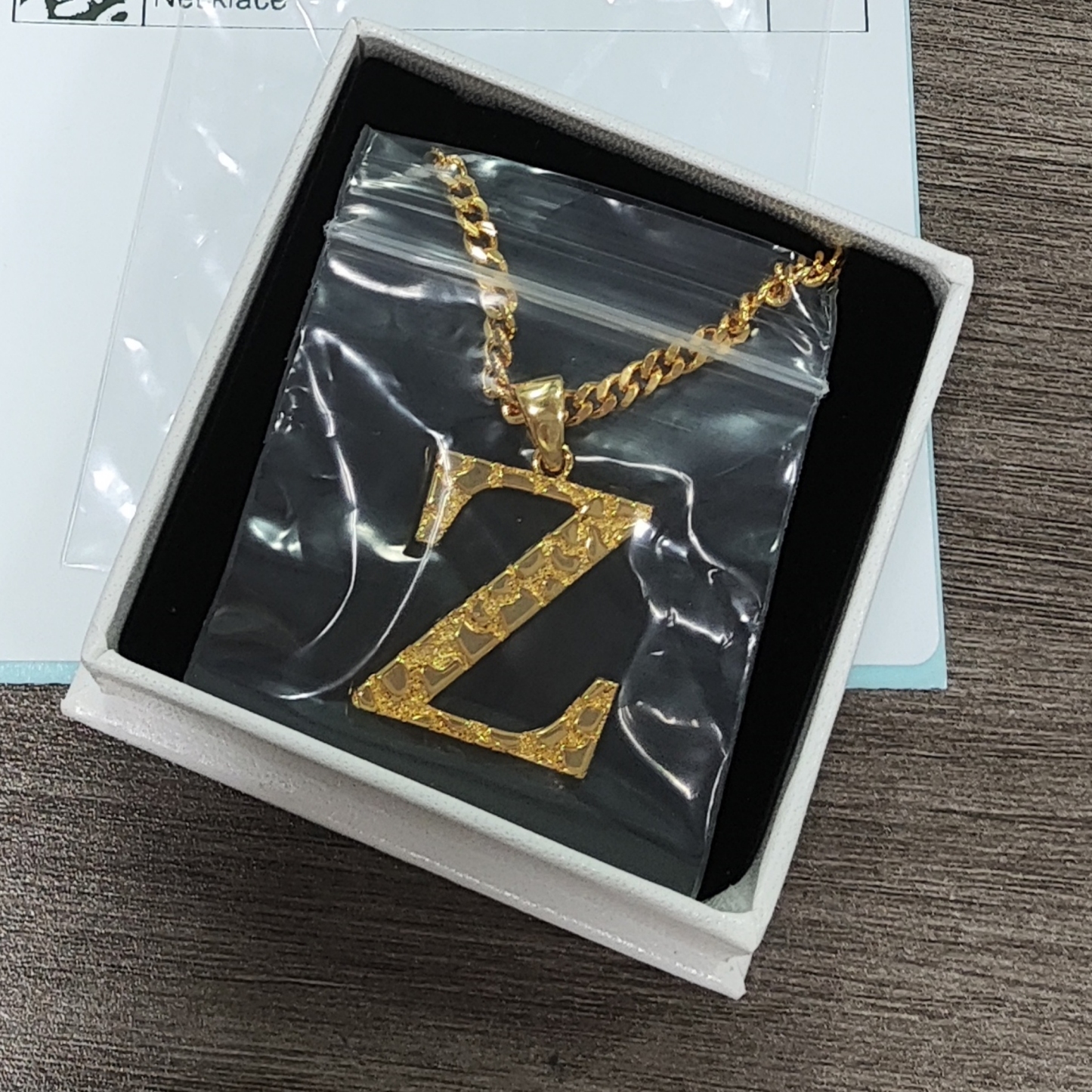 Personalized Nugget Initial Letter Pendant Necklace