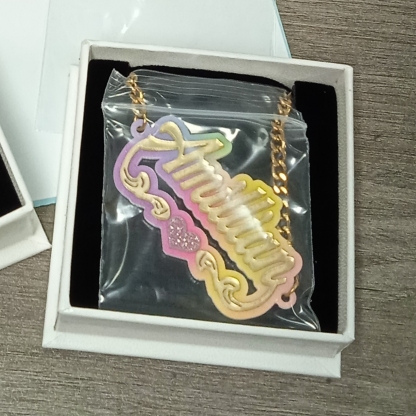 Colorful Acrylic Heart Nameplate Personalized Custom Name Bracelet