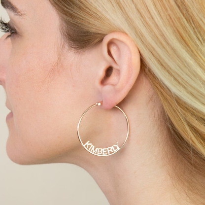 Personalized Custom Name Hoop Earrings Gold Plated Name Earrings