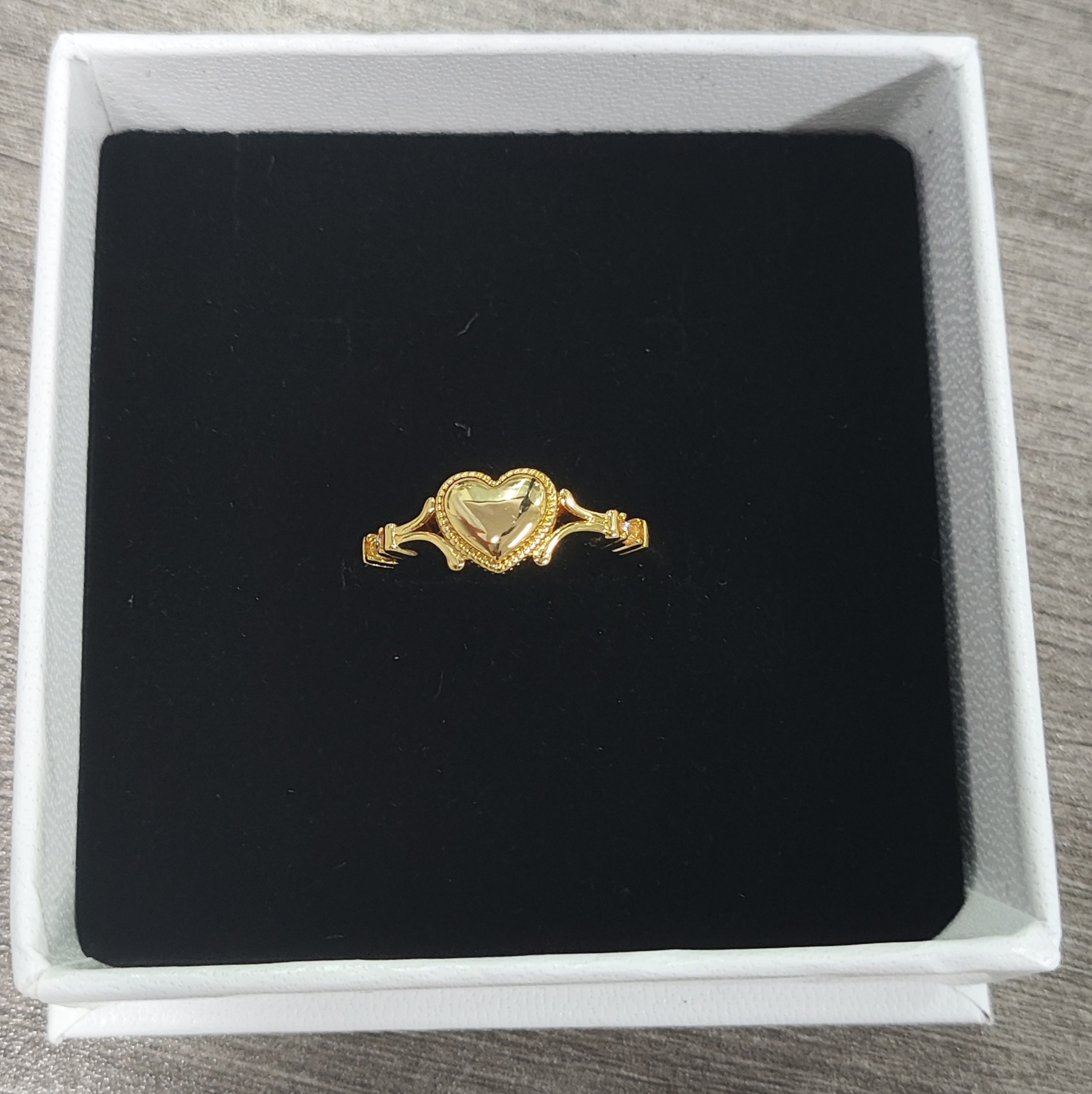 Gold Plated Zirconia Heart Ring Promise Ring