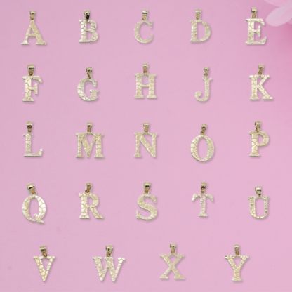 Personalized Nugget Initial Letter Pendant Necklace