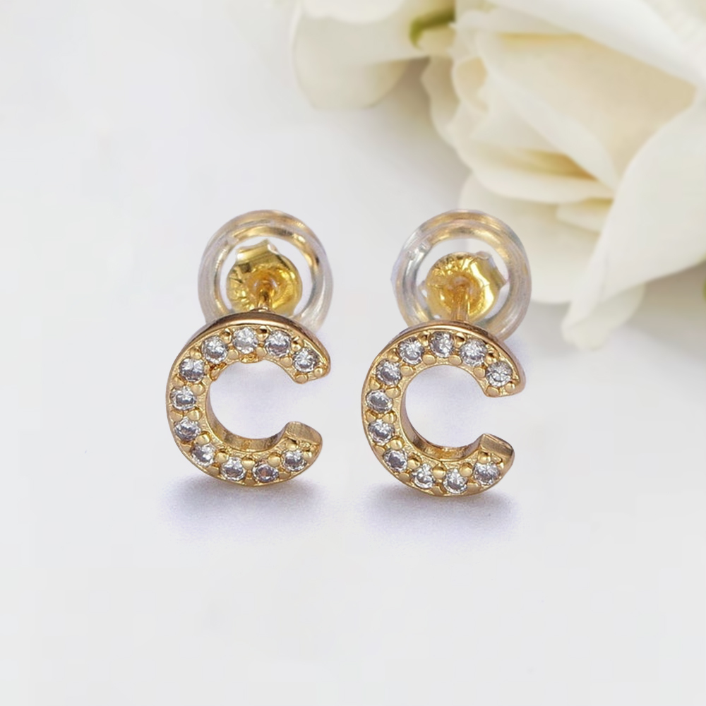 CZ Diamond Letter Stud Earrings Custom Initial Earrings
