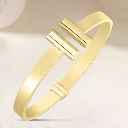 6mm Shiny Bar Cuff Bangle Gold Plated Bracelet