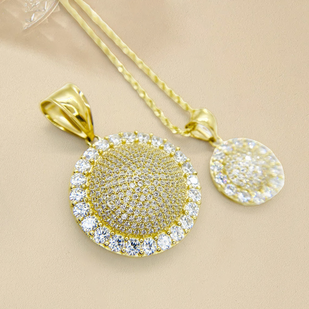Circle Crystal Pendant Gold Plated Necklace