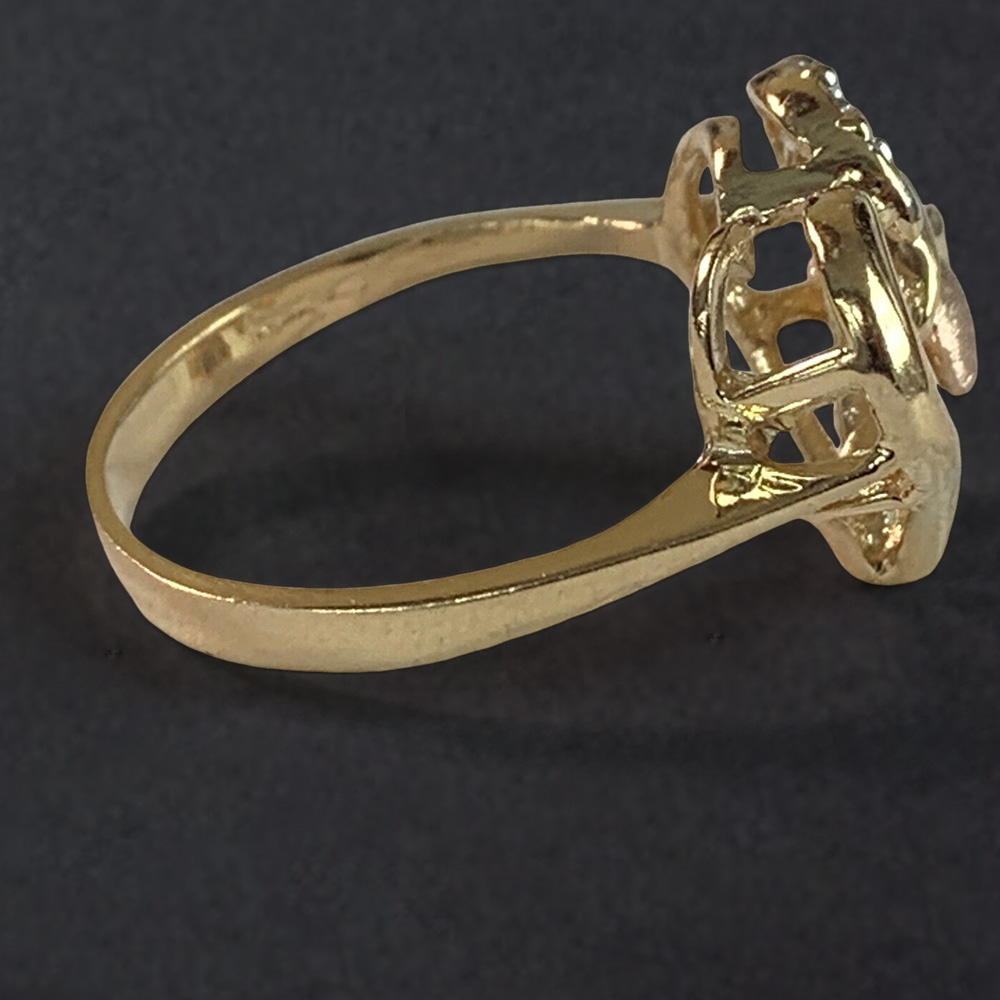 Ribbon Sparkly Cubic Zirconia Heart Ring with Engraved Text